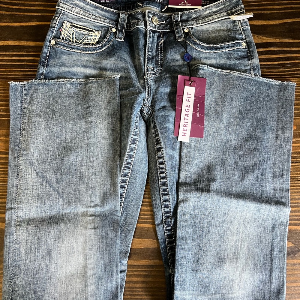 Vigoss Blue Boot Cut Jeans with Distressed Look